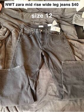 NWT zara mid rise wide leg jeans size 12